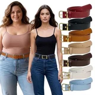 Cinto Feminino da Moda Plus Size Elegante Casual Fivela Dourada Coleção Outono/Inverno 3cm - Angelic