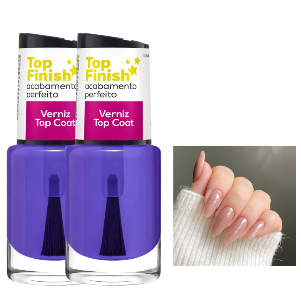 Kit de Esmaltes Cora Top Finish Verniz Top Coat Lançamento Base Incolor Atacado