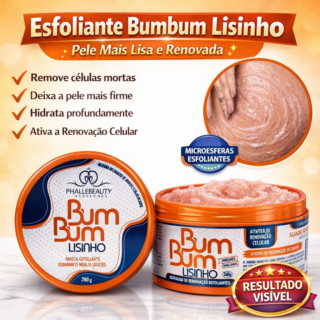 BumBum Lisinho Esfoliante Hidratante Vegano Pote 280g PhálleBeauty