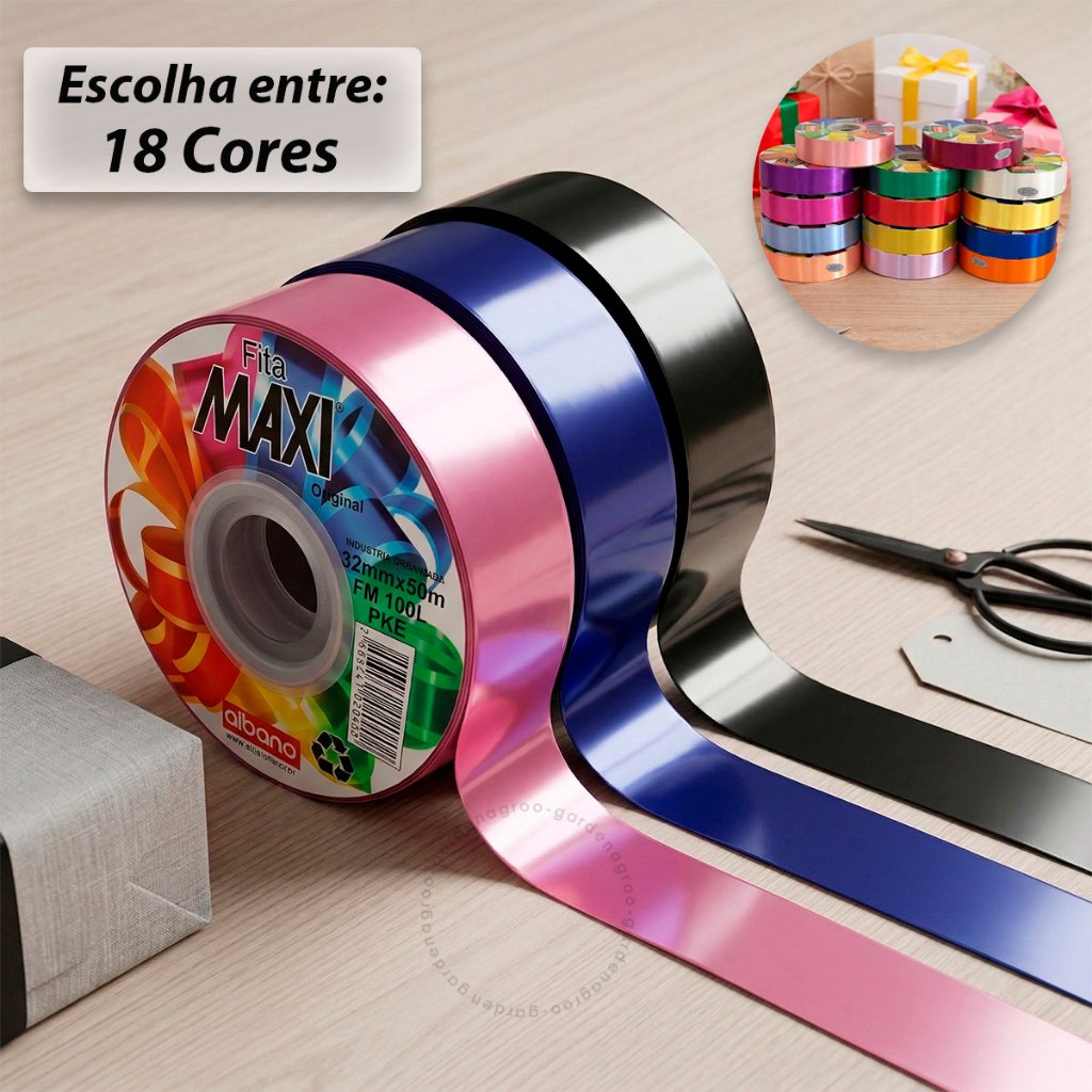 Fita Plástica Decorativa Lisa Maxi Albano Select 32mm x 50m Laço Presente Decoração Embalagem em Oferta na Shopee