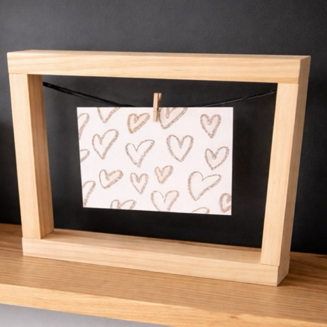 Quadro decorativo corda porta retrato estilo varal com 1 prendedores 25x16 pinus madeira branca