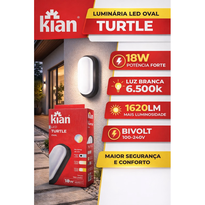 Luminária Led Tartaruga Arandela 18w Preta Área Interna Externa 18w