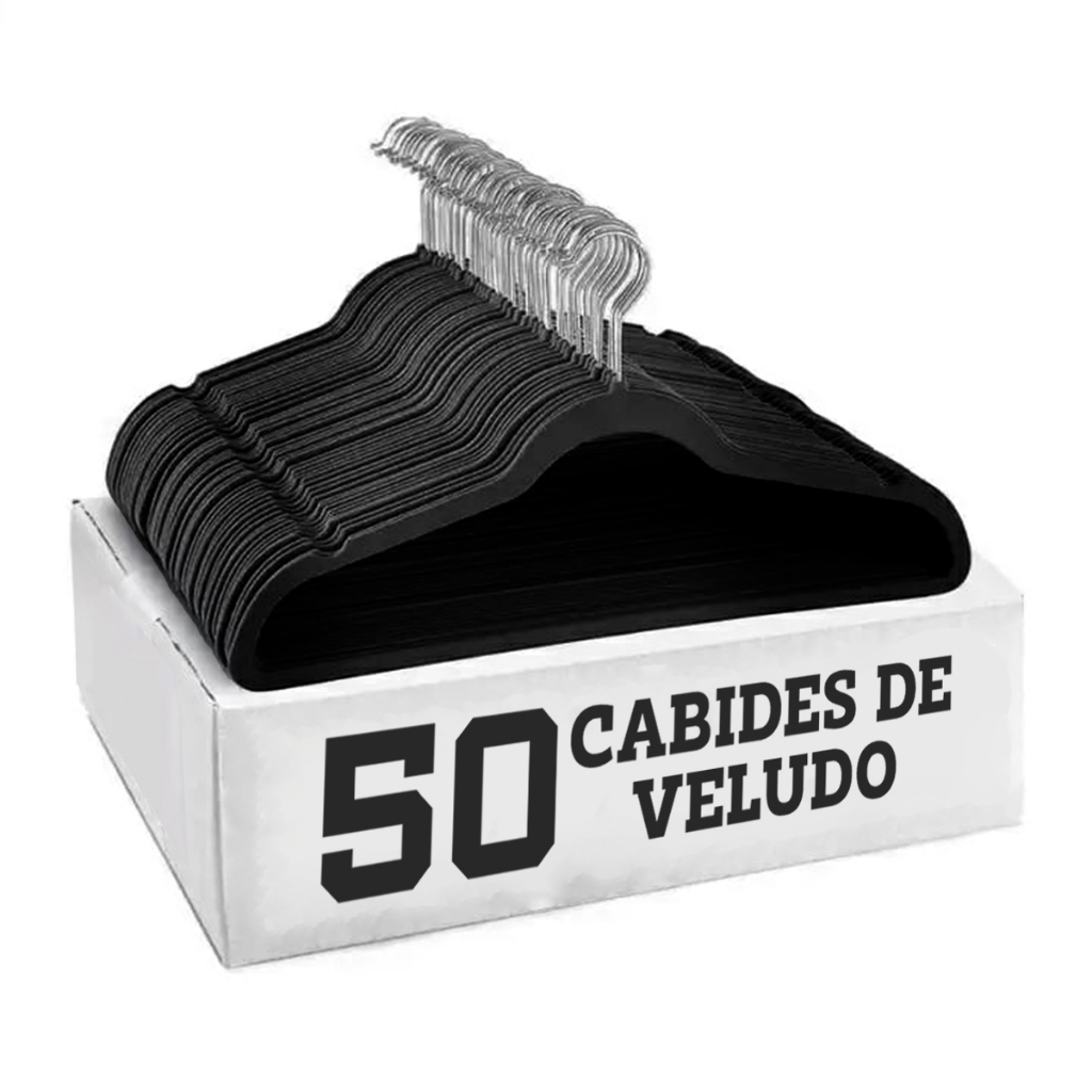 Kit 50 Cabides Veludo De Roupa Antideslizante Slim Adulto  Gancho 360°