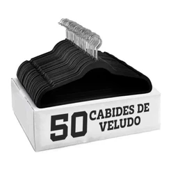 Kit 50 Cabides Veludo De Roupa Antideslizante Slim Adulto Gancho 360°