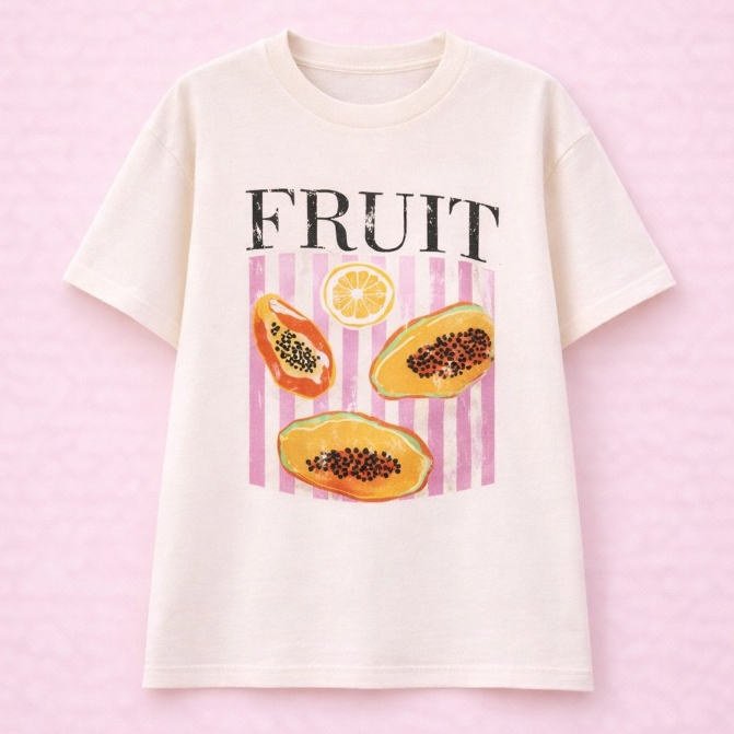 Tshirt Feminina Fruit Mamão Laranja