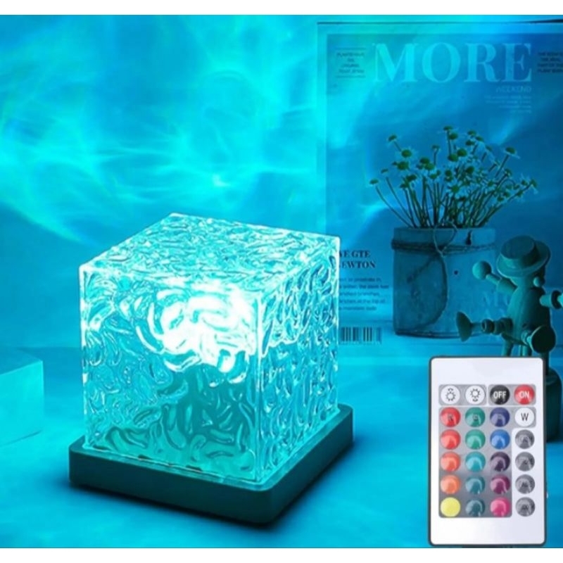 Imagem Projetor Luz Noturna 16 Cores Lâmpada LED Varias Cores Onda do Oceano Controle Remoto Luz Ambiente Relaxante RGB Abajur