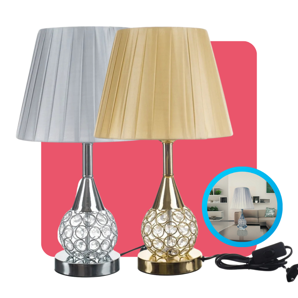 Abajur Luminaria Decorativo Quarto Sala Criado Mudo Cristal Com Led 42cm Tippi