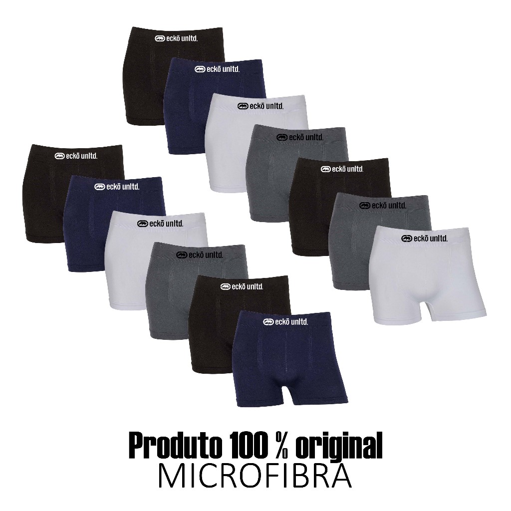 Kit 6 ou 13 cuecas boxer Ecko Sem Costura em Microfibra