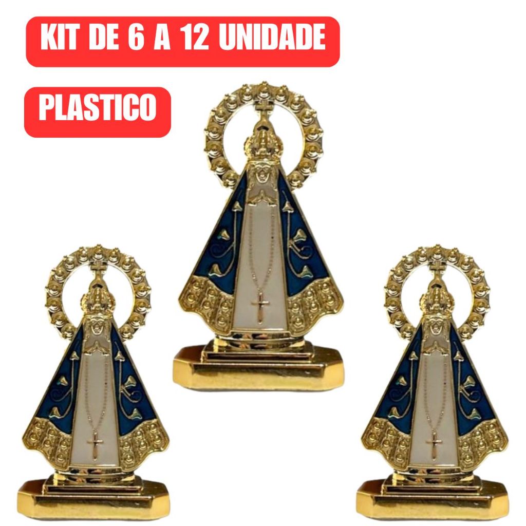 Kit 6/12 Santinha Nossa Senhora Aparecida Painel Para Carro Caminhao Mesa Dupla Face Plastico