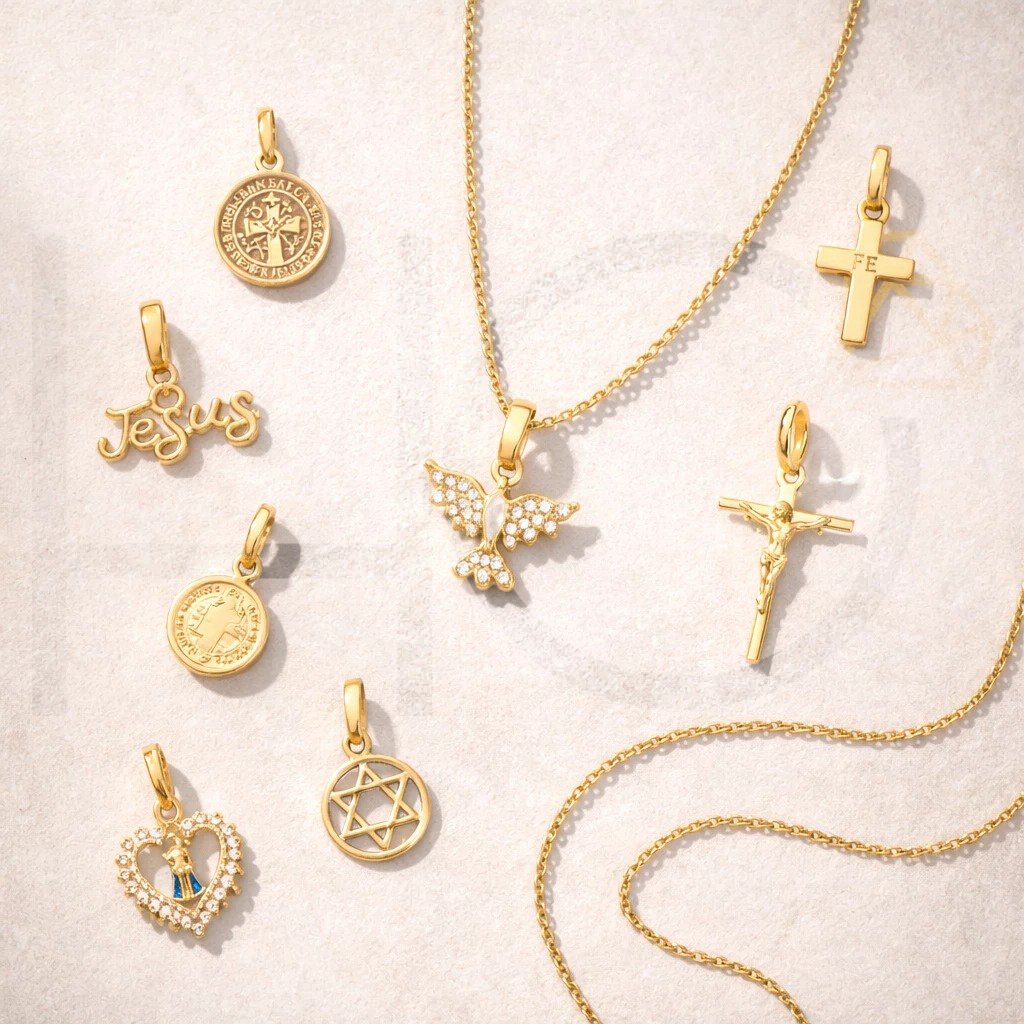 Pingentes Rommanel Religiosos Banhados A Ouro 18k Com Opção de Colar