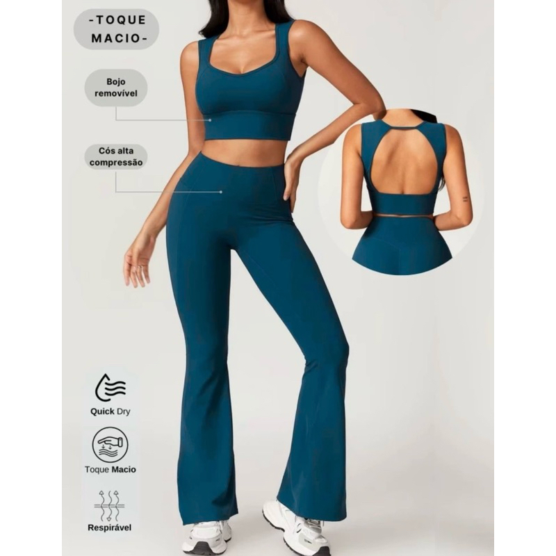 conjunto flare academia feminino em Oferta na Shopee