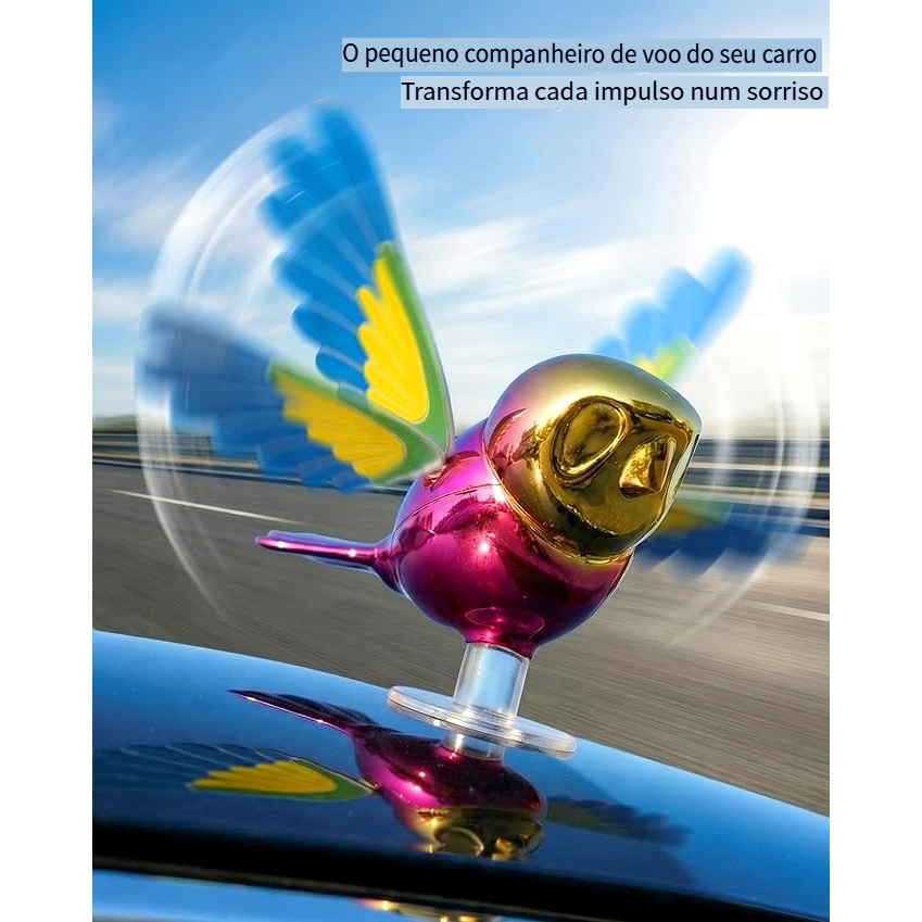 Enfeite Passarinho Voador Bate Asas no Vento para Retrovisor Carro, Moto, Bike e Capacete – Acessório Decorativo Diverti