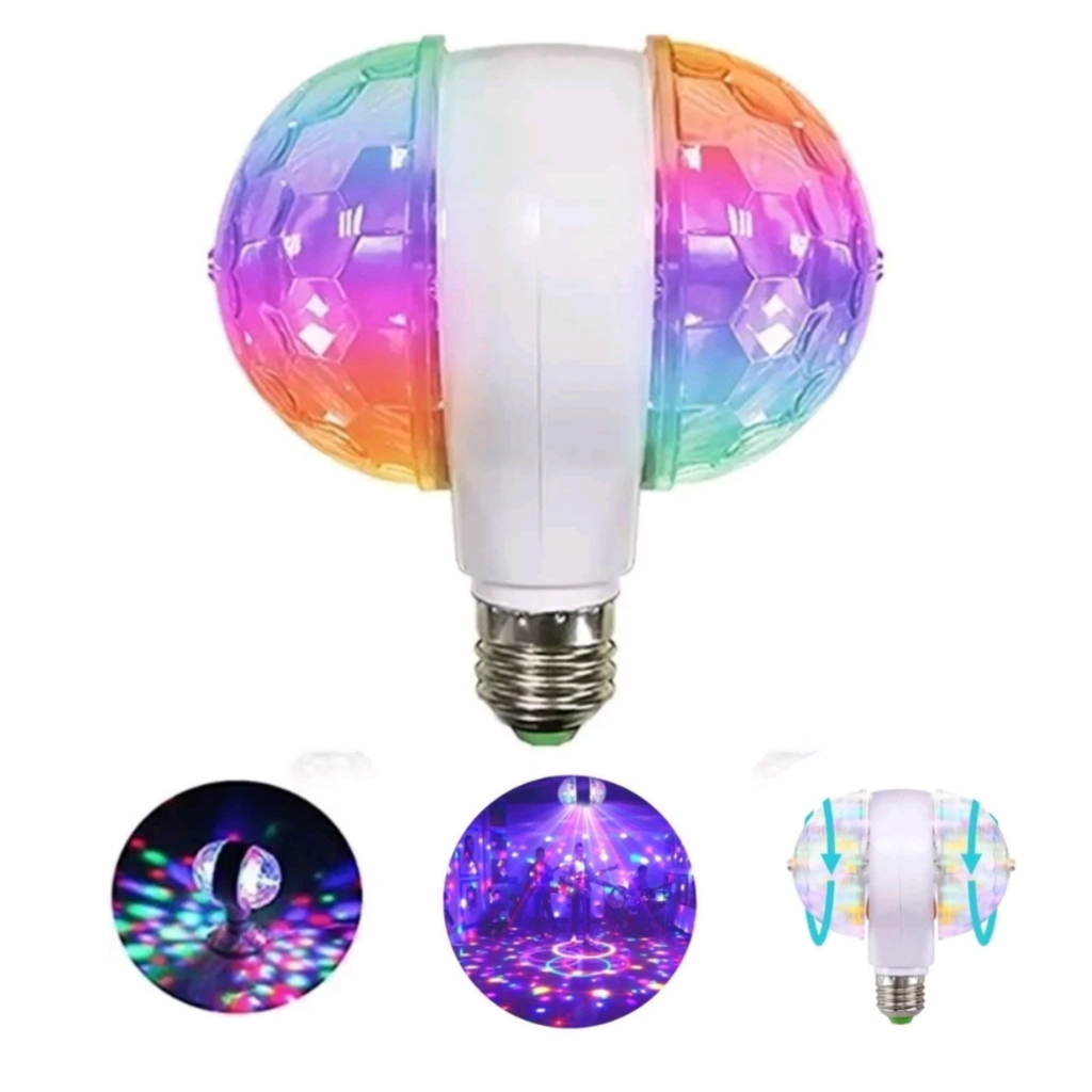 Lâmpada Giratória Led Globo de Luz Acompanha Adaptador Soquete E27 Super Led RGB Discoteca | Festa | Ano Novo | Natal