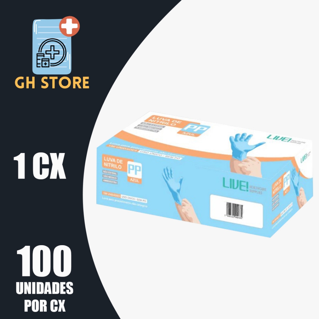 Luva Nitrilica Sem pó Nitriflex Azul Caixa C/100 Und