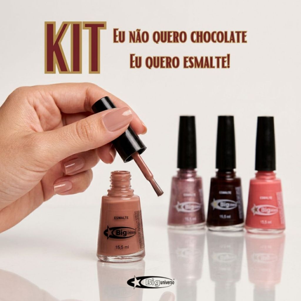 Kit 4 Esmaltes Big Universo Páscoa 2025 – Edição Especial "Não Quero Chocolate" 15,5ml em Oferta na Shopee