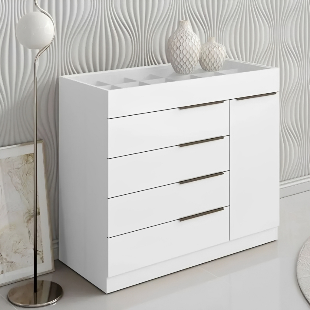 Cômoda 1 Porta 5 Gavetas com Porta Joia Aramóveis em Oferta na Shopee