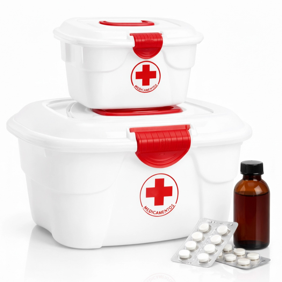 Maleta Porta Medicamentos Grande com Alça Enfermagem Curativo Remédio Primeiros Socorros