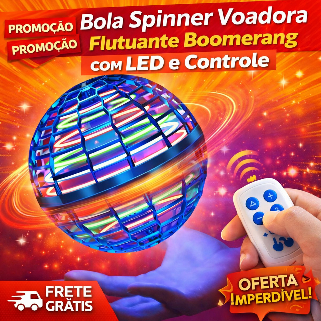 Bola Spinner Voadora Flutuante Boomerang com LED e Controle (Cores Sortidas)