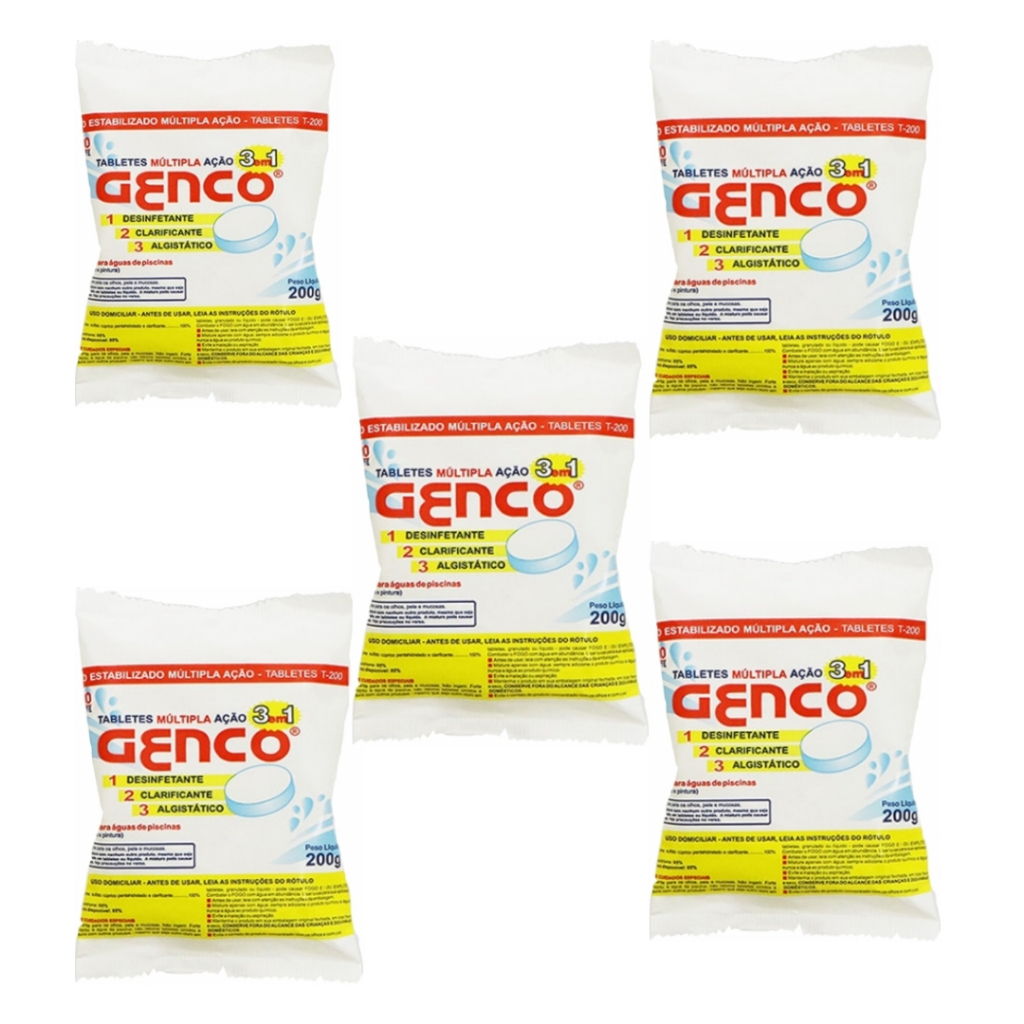 Kit 5 Pastilhas Genco 3 Em 1 Tablete 200g Múltipla Ação Original