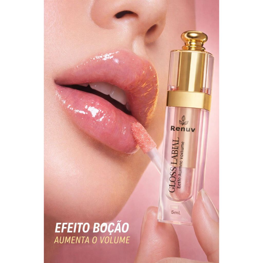 Gloss Labial Volume Efeito Bocão Hidratante Brilho Labial Instantâneo Volumoso Preenchimento Labil Aumenta Boca Renuv em Oferta na Shopee