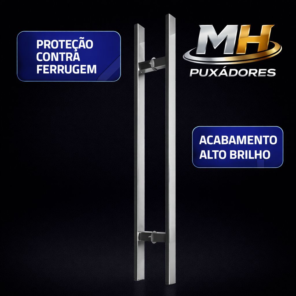 Puxador 50x30 Aço Inox Polido Porta pivotante Madeira, Alumínio ,vidro e portão . — imagem 2 de 2