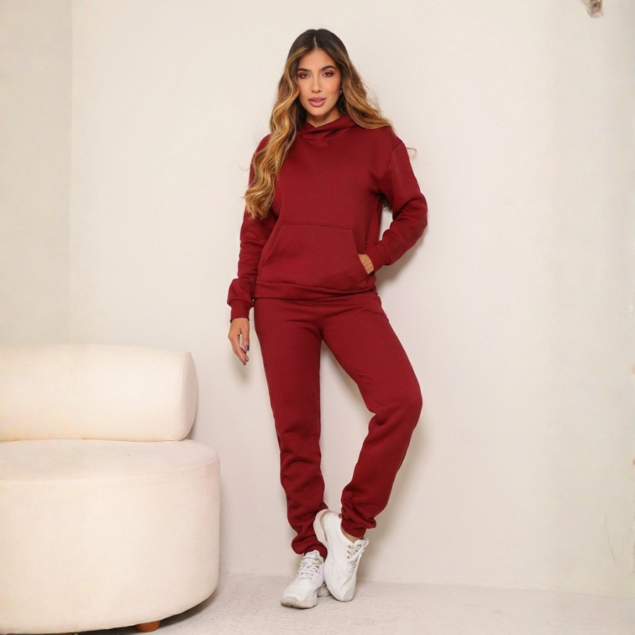 Calça Blusa Inverno Vermelho Bordô Flanelado Estilo Blogueira Quentinho Feminino Premium Qualidade