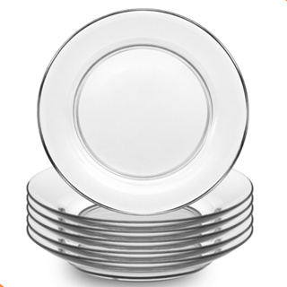 Prato Fundo de Vidro 12 Peças 22cm Kit De Pratos Fundos Vidro Grosso Transparente Mesa Posta em Oferta na Shopee