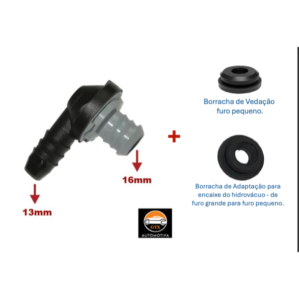Válvula Hidrovacuo Servo Freio + Borracha de Vedação + Borracha de Adaptação - GM FORD FIAT VW