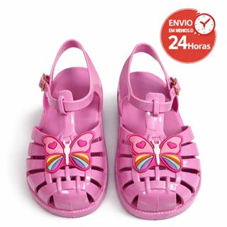 sandália infantil menina delicado passeio escola luxo borboleta florzinha jardim em Oferta na Shopee