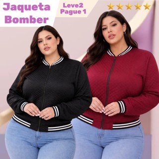 Jaquetinha Bomber Plus Size | Casaco Frio Feminina | Blusa Ziper | G1 G2 G3 em Oferta na Shopee