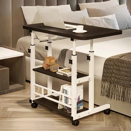 Mesa Multiuso Dupla Regulável Portátil para Laptop Tablet Sofá Cama com Rodinhas