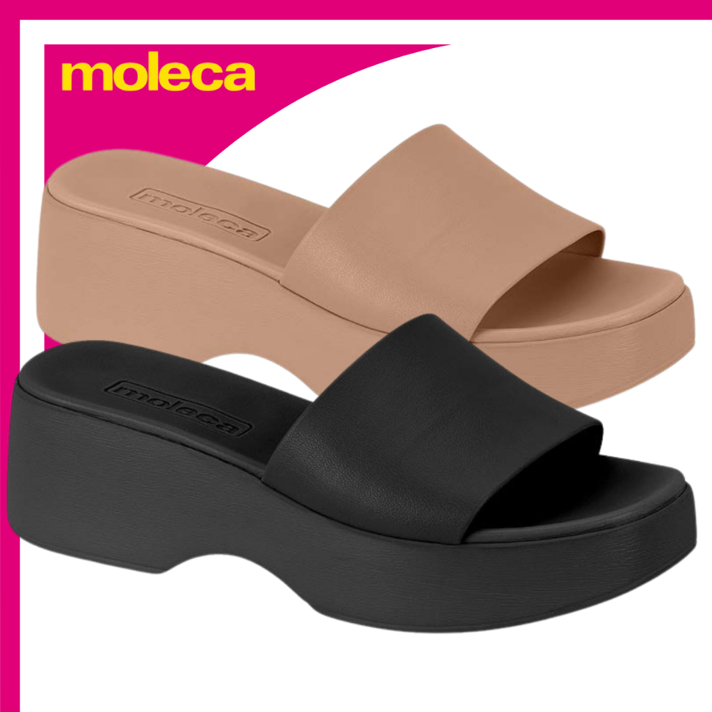 Tamanco Moleca Plataforma Sandália Slide Feminina Confortável Casual Napa Dia a Dia
