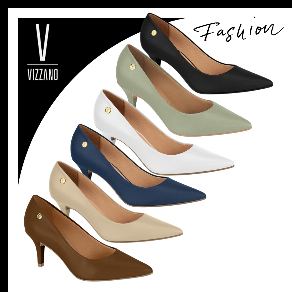 Sapato Scarpin Vizzano Salto Fino Médio Social Confortável Feminino Básico Liso Trabalho