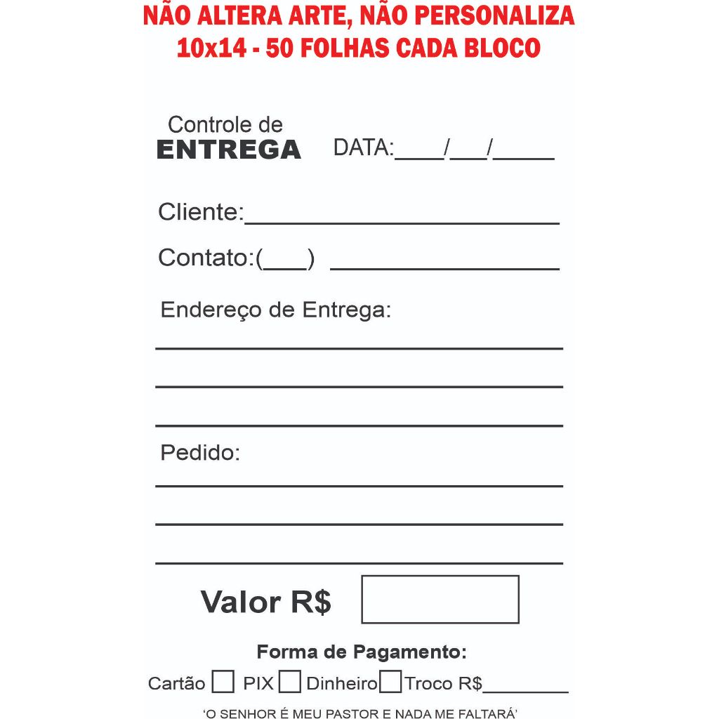 5 Blocos Controle de Entrega 10x14cm, 50 folhas cada bloco, Papelaria Delivery em Oferta na Shopee