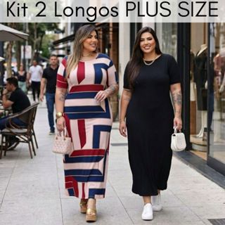 Kit 2 Vestidos Longos Evangélico Plus Size Curve Veste Até 60 Moda vestido evangélico curvy sise em Oferta na Shopee