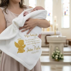 Manta Bebê Infantil Personalizada com Nome - Presente Batizado Saída Maternidade Batismo
