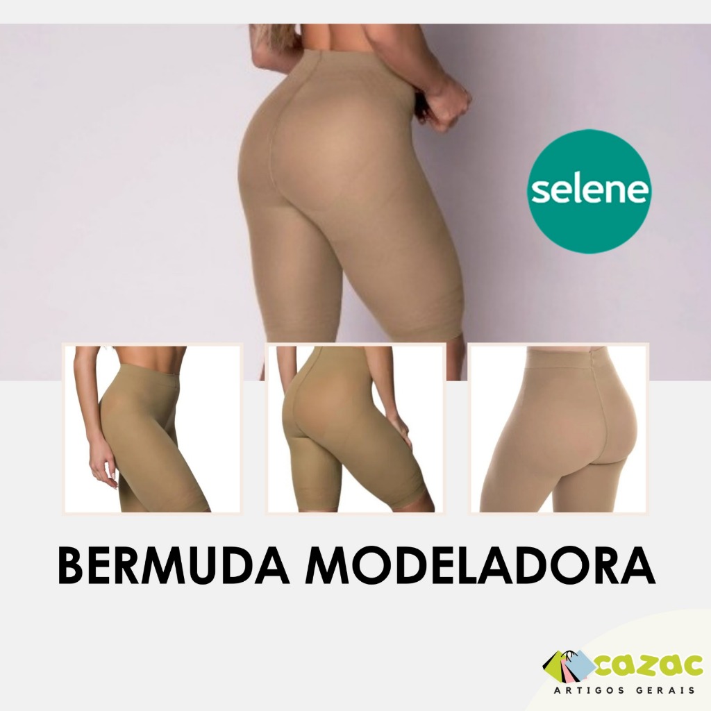Bermuda Modeladora Elastano Cintura Alta Shape Confort Sem Costura Poliamida Selene em Oferta na Shopee