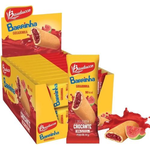 Barrinha Goiabinha Biscoito Bauducco C/20 Unidades Saboroso e Prático, Embalagem Individual