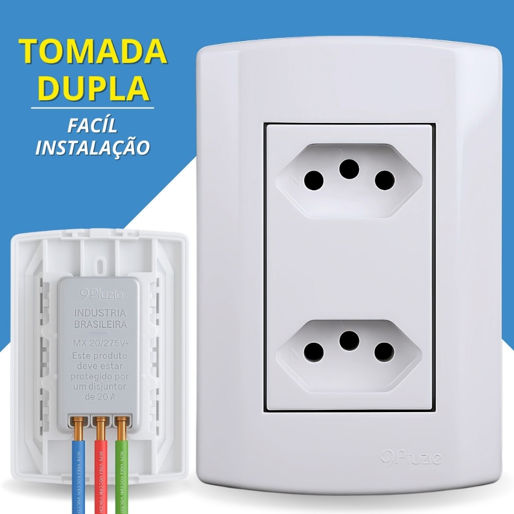 Tomada Dupla 10A 20A Amperes Monobloco Pluzie em Oferta na Shopee