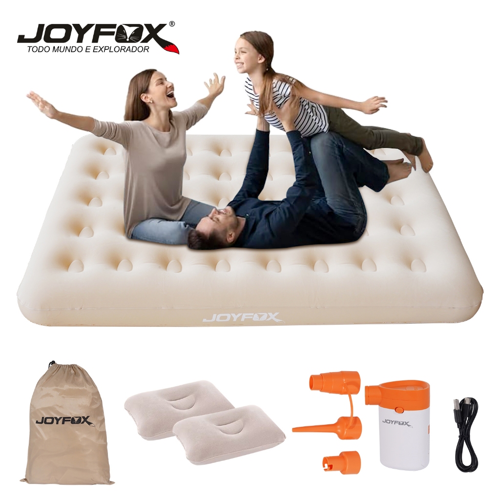 JOYFOX Colchão Inflável Suporta 300kg 200x180x23cm Bomba De Lítio Portátil cama inflável para viagem