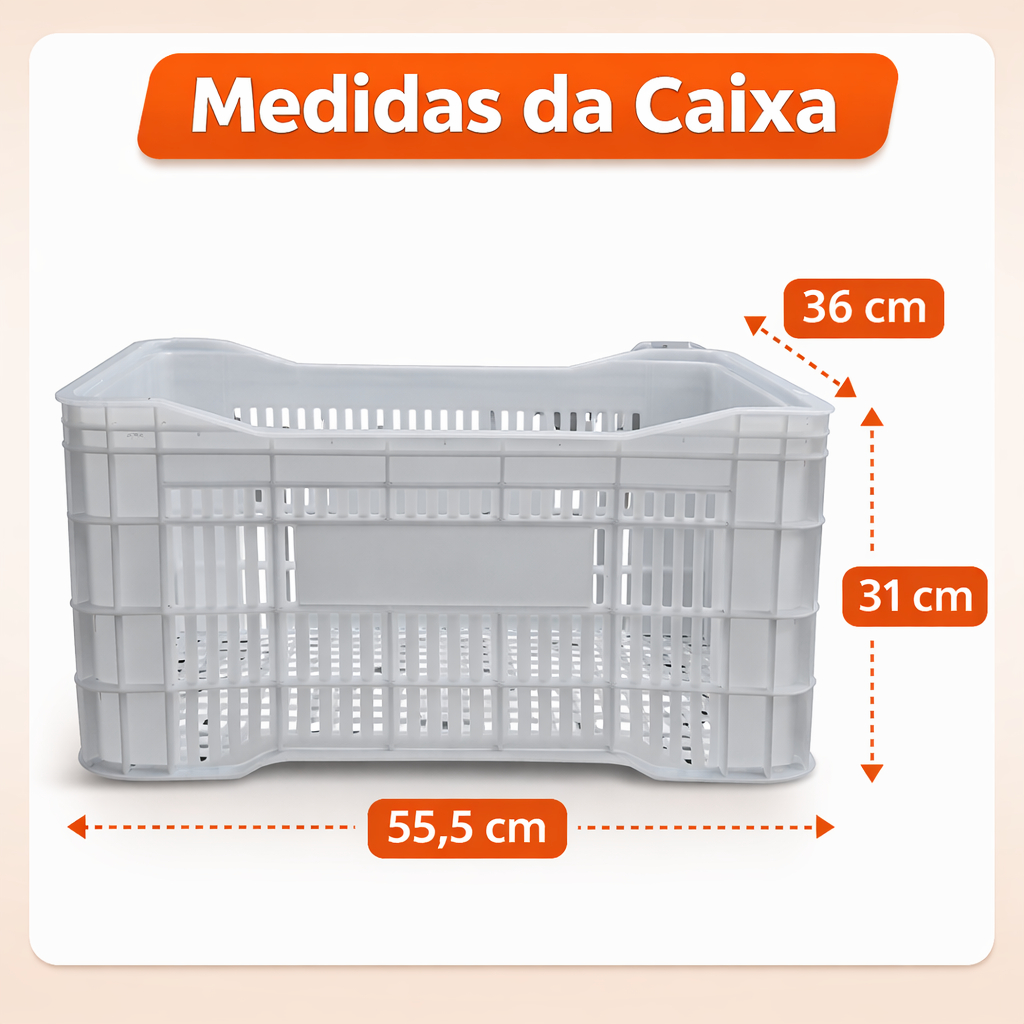 Caixa Hortifruti 48L Alta Reforçada LC11 Plástico Virgem Empilhável Profissional 55,5x36x31cm | Ganhe 1 Brinde a Cada 3
