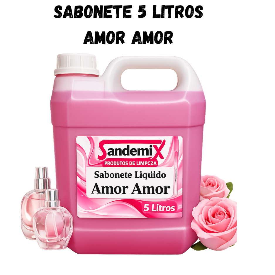 Sabonete Líquido 5L Amor Amor Galão Para Mãos Lavabo Banheiro Perfumado