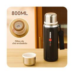 Garrafa Térmica Inox 800ml com Filtro Infusor para Chá