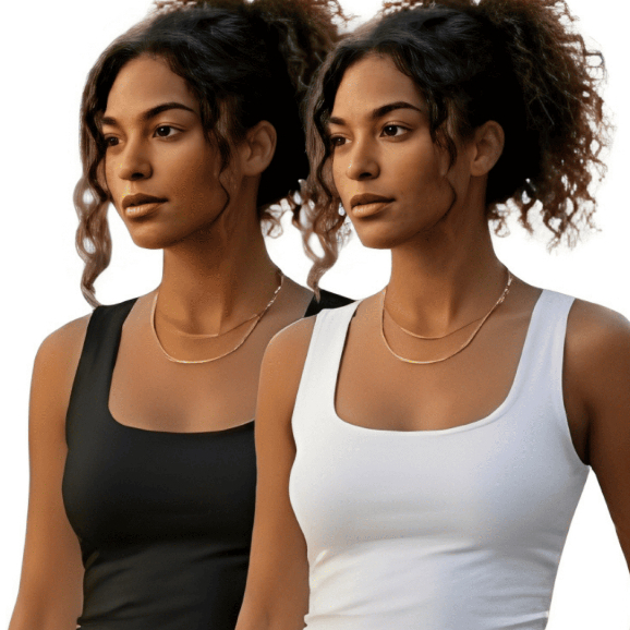 Kit 2 Blusa Feminina Estilosa Regata Suplex Decote Quadrado Básica Alça Grossa Blusinha Dia a Dia Academia