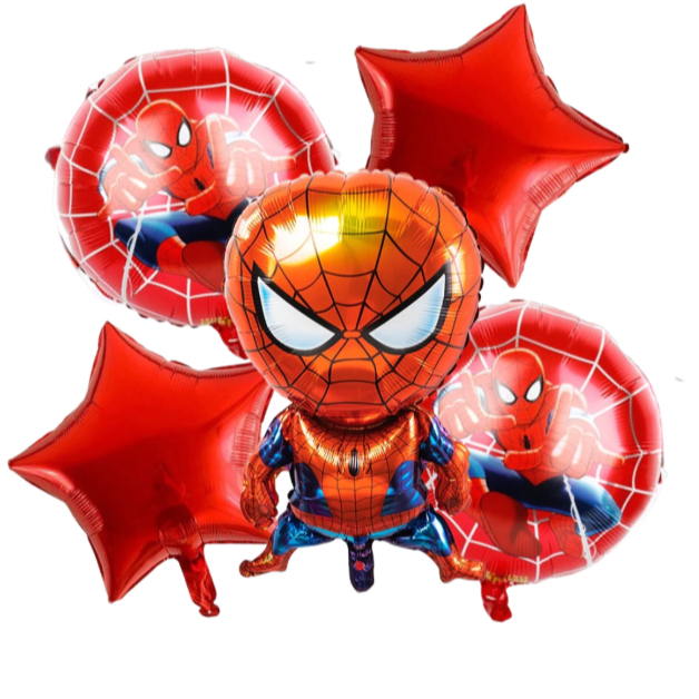 Kit 5 Balão Homem Aranha + Balão Redondo+ Estrela Metalizados — imagem 2 de 2