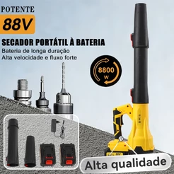 Soprador Profissional à Bateria Soprador de folhas elétrico aspirador de pó sem fio C/2 bateria 88V