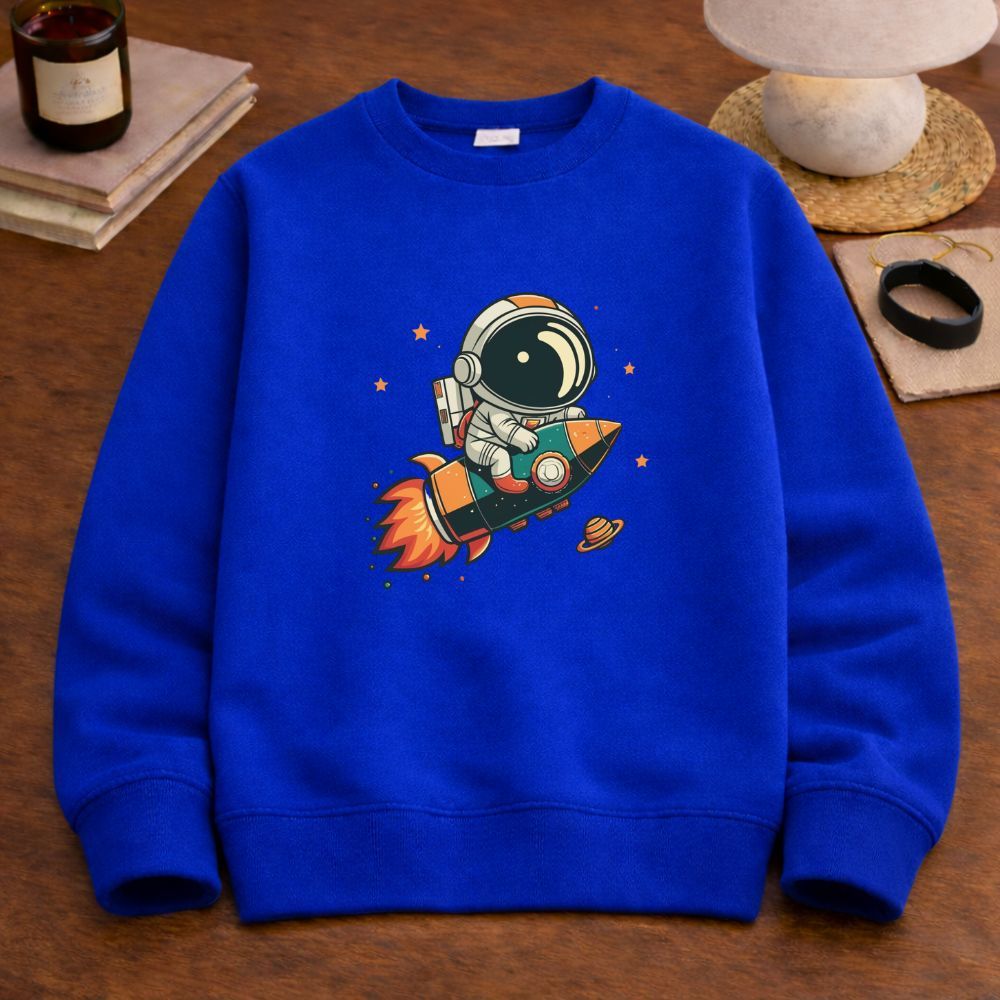 Moletom infantil e juvenil meninos astronauta foguete blusa de frio gola careca premium flanelada