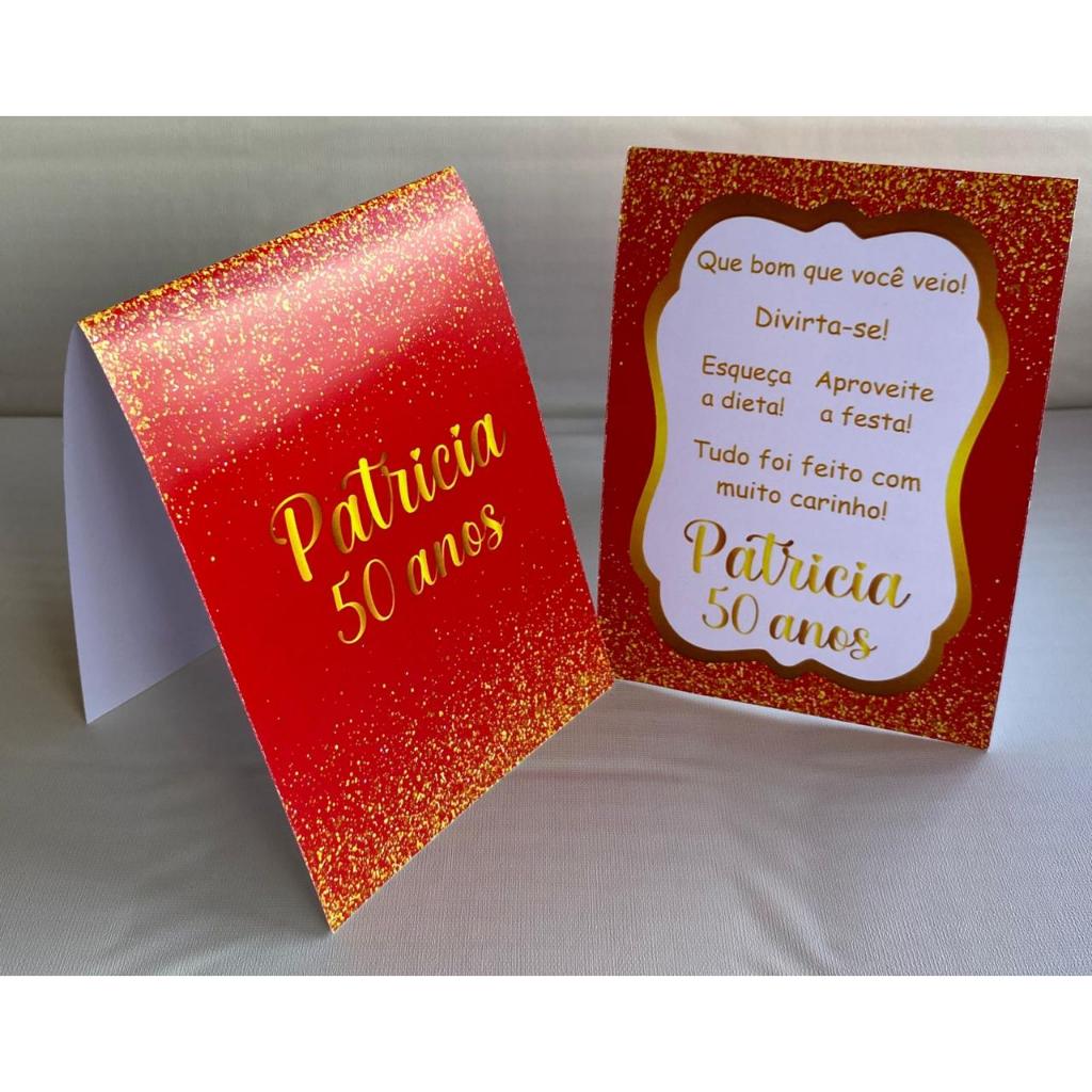 Plaquinha de agradecimento Vermelho com Dourado Personalizado com Nome |Festa Infantil Chá Aniversário Decoração