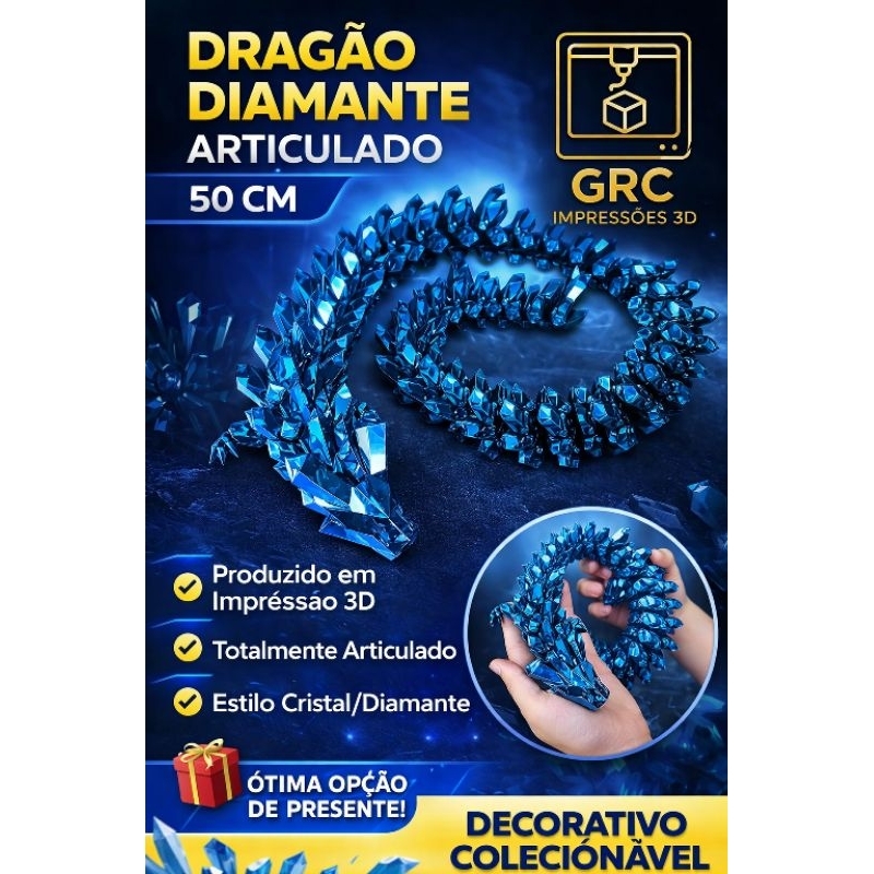 Dragão Articulado 3d | Dragão Diamante 50cm em Oferta na Shopee