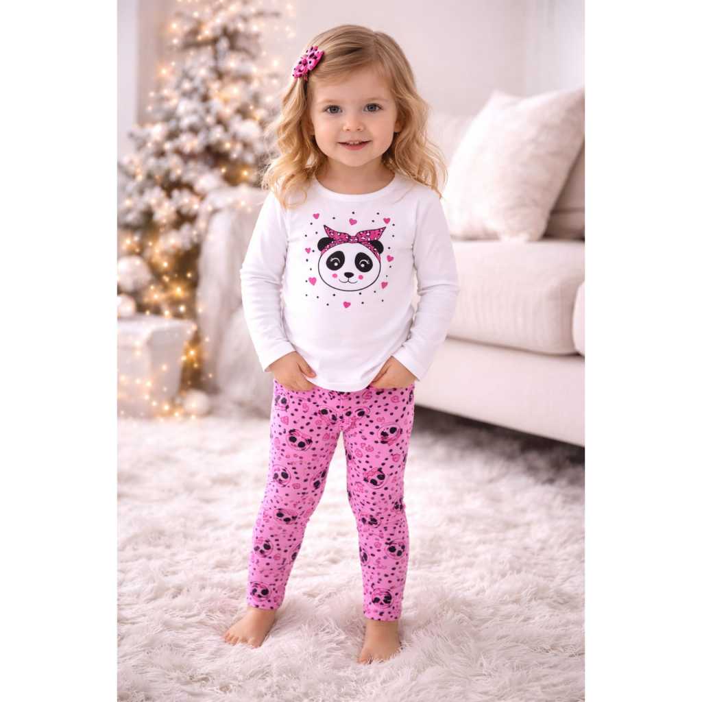 CONJUNTO INFANTIL MENINA MEIA ESTAÇÃO.BLUSA+LEGGING ESTAMPADO DE COTTON.G ao 4 anos